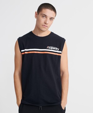 Superdry Core Logo Sport Stripe Férfi Mellény Fekete | HTIRY0857